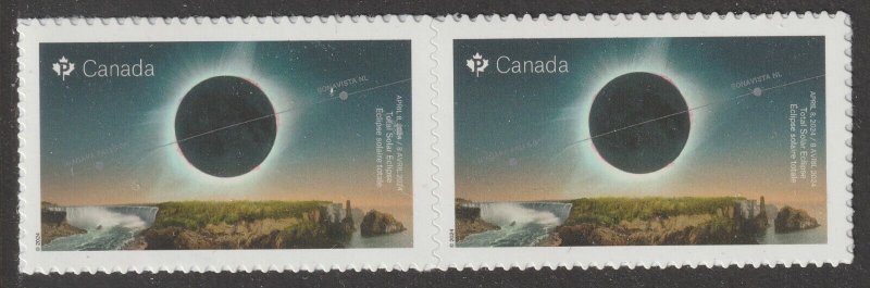 Canada 3418 Total Solar Eclipse P horz pair MNH 2024