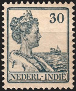 Netherlands Indies #127  Unused MOG - 30c slate Queen Wilhelmina (1915)
