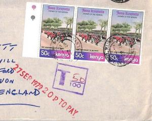 BT271 1979 Kenya UNDERPAID Commercial Air Cover GB POSTAGE DUE CACHET {samwells}