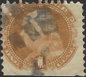 US Scott #112 Used Fine 1 Cent 1869 Benjamin Franklin Stamp