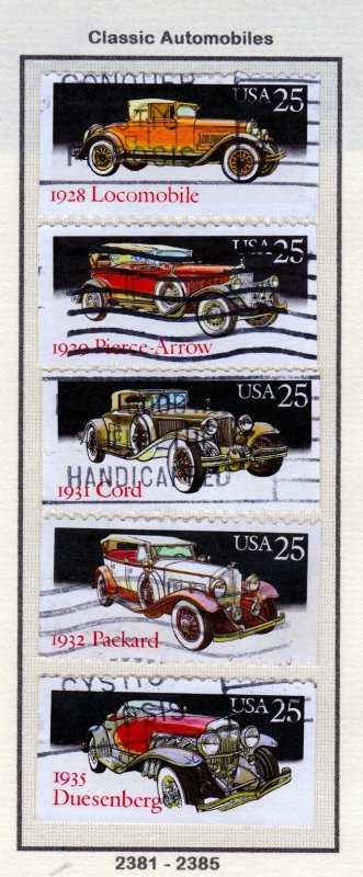 SC# 2381-2385 - (25c) - Classic Cars, used set of 5