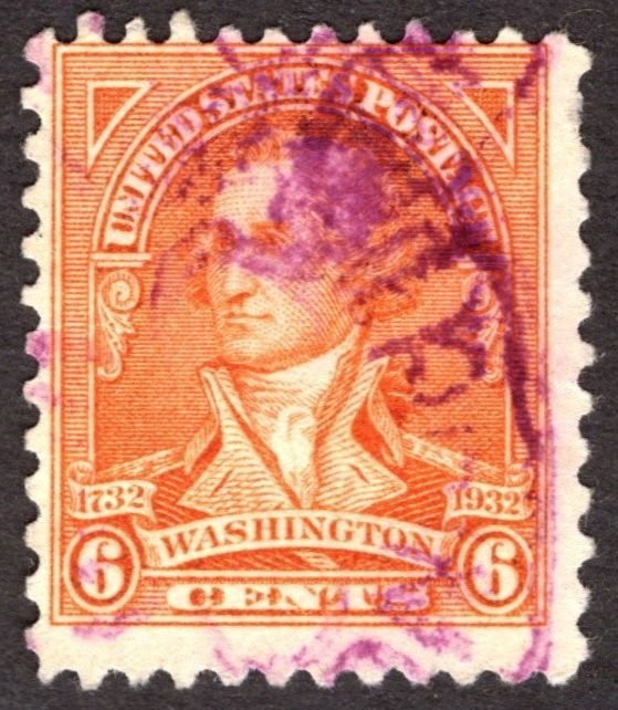 1932, US 6c, George Washington, Used, purple cancel, Sc 711