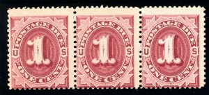 USAstamps Unused FVF US 1891 Postage Due Strip Scott J22 OG MNH 