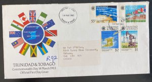 1983 Trinidad & Tobago First Day Cover FDC To Oshawa Canada Commonwealth Day