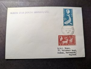 1965 Falkland Islands Cover South Georgia to Cosham Portsmouth England 6 Known