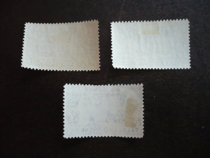 Stamps - Falkland Islands - Scott# 89-90,102 - Mint Hinged Part Set of 3 Stamps