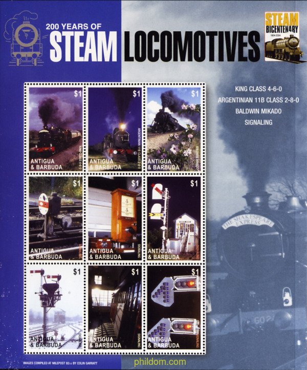 280976 MNH ANTIGUA Y BARBUDA 2004 TRENES DE VAPOR