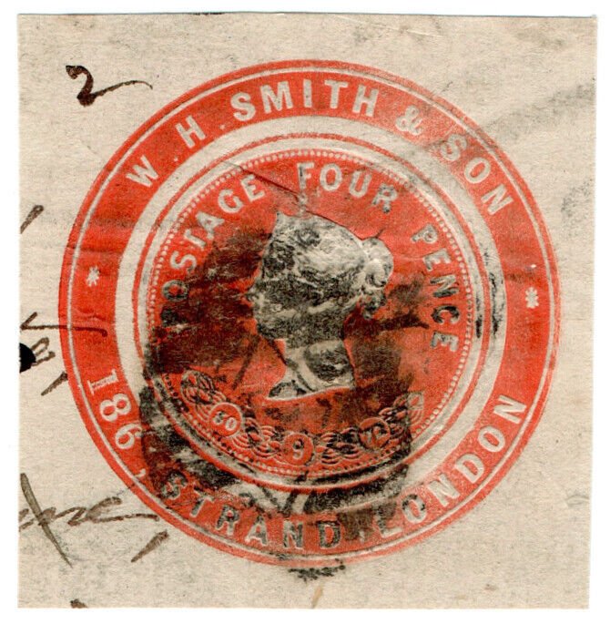 (I.B) QV Postal : Newspaper Wrapper - WH Smith & Son 4d (Advertising Ring) 