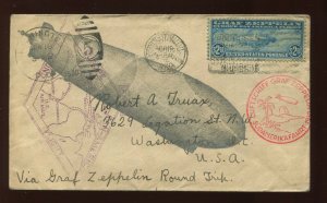 C15 Graf Zeppelin Used Stamp on Nice  FIRST DAY FLIGHT COVER (C15-FDC2)