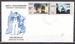 Nicaragua, Scott cat. C909-C910 ONLY. Am. Bicentennial issue.  First day cover.