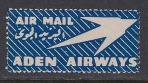 Aden Airways Air Mail Label , Etiquette , VF OG NH - I Combine S/H