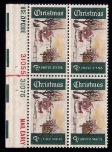 US Sc #1384 Christmas 1969 MNH , OG pl # BLOCK OF FOUR Very Fine