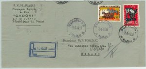 61111 - BELGIAN CONGO - POSTAL HISTORY: REGISTERED COVER to ITALY 1963 ANIMALS