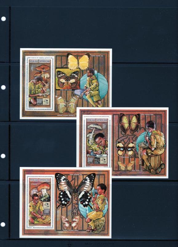 Central African 1995 Mushrooms/Butterflies/Scouts 3 SS MNH 