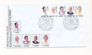 D428501 Philippines FDC Birth Centenary 5 Great Filipinos