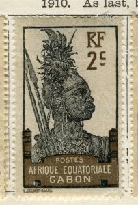 FRENCH COLONIES EQUAT. GABON; 1910 early local pictorial issue Mint 2c. value
