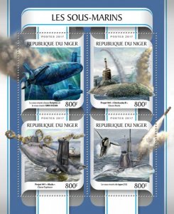 NIGER - 2017 - Submarines - Perf 4v Sheet - Mint Never Hinged