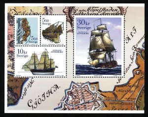 Sweden 2003 S/S The Gothenburg; sailing ship Map. MNH