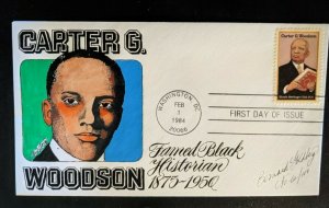 1984 Carter G Woodson Historian Bernard Goldberg Hand Painted First Day Cover