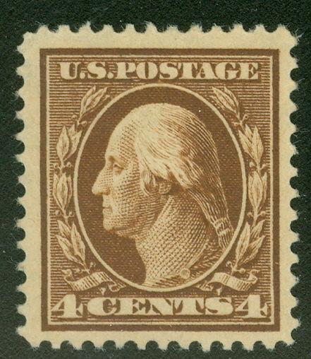 US #377 4¢ brown, og, NH, VF/XF