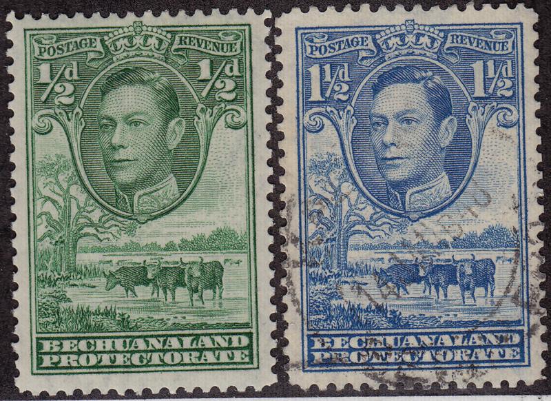 BECHUANALAND Scott # 124 MLH, 126 Used King George VI (2 Stamps) -17