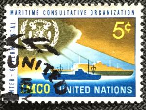 UN #123 Used Single Ships at Sea IMCO Emblem SCV $.20