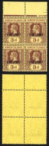 Virgin Is SG79 3d Purple/yellow U/M Block (mounted in the margin)