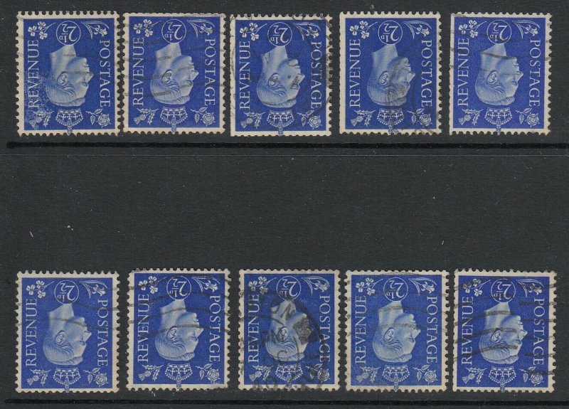 Great Britain, SG 466Wi (Watermark Inverted), used group of TEN examples