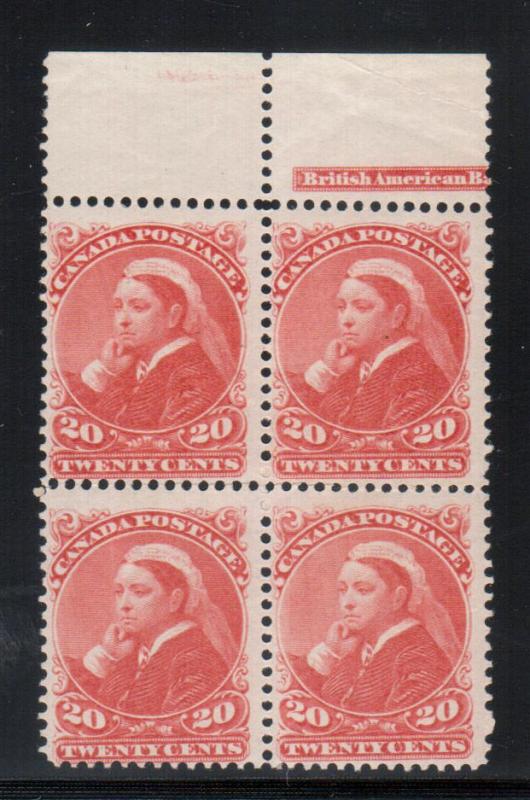 Canada #46 Mint Fine Never Hinged Plate Imprint Block