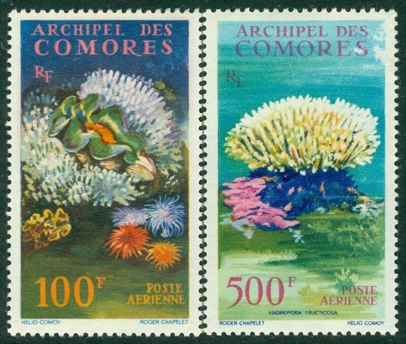 EDW1949SELL : COMOROS 1962 Scott #C5-6 Coral & Shells. Very Fine, Mint OG LH.