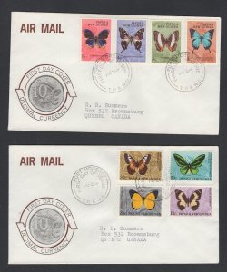 Papua New Guinea #209-20 (1966 Butterflies set) on 4 addressed cachet FDC