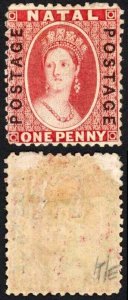 Natal SG60 1d Bright Red Opt Postage Mint no gum Cat 140 pounds