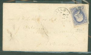 US 134 Monticello, Arkansas to Falcon Arkansas 10 August 187x 1c National Banknote with H Grill very scarce Arkansas usage