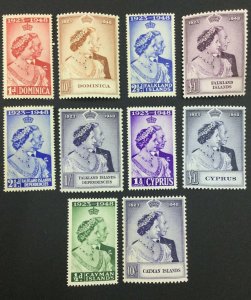 MOMEN: BRITISH COLONIES 1948 SILVER WEDDING 5 SETS MINT OG NH LOT #64749