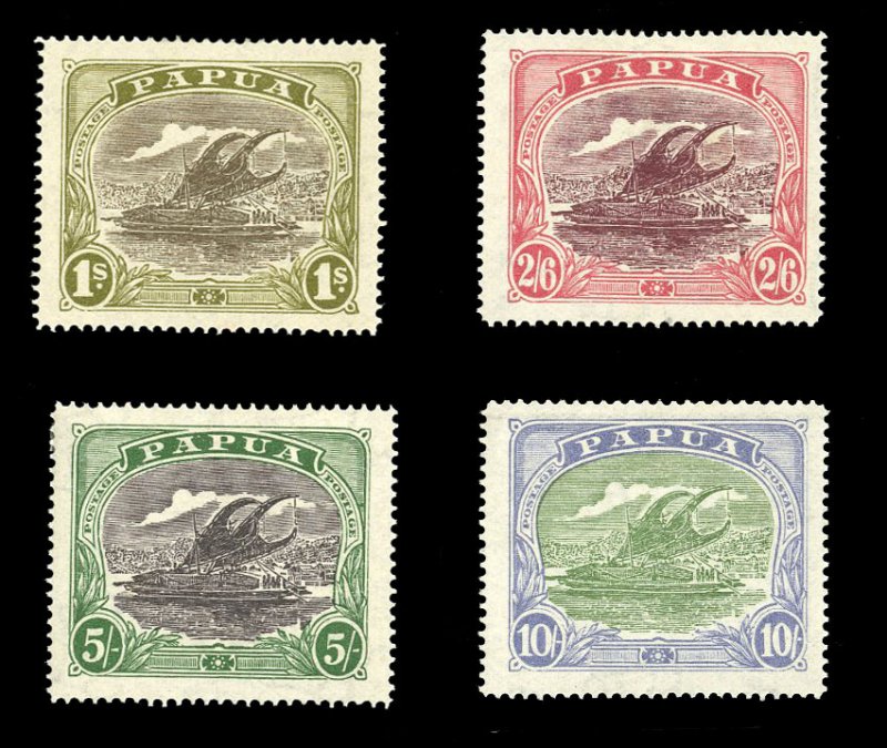 Papua New Guinea #70-73 Cat$264.50, 1916-31 1sh-1sh, four high values, lightl...