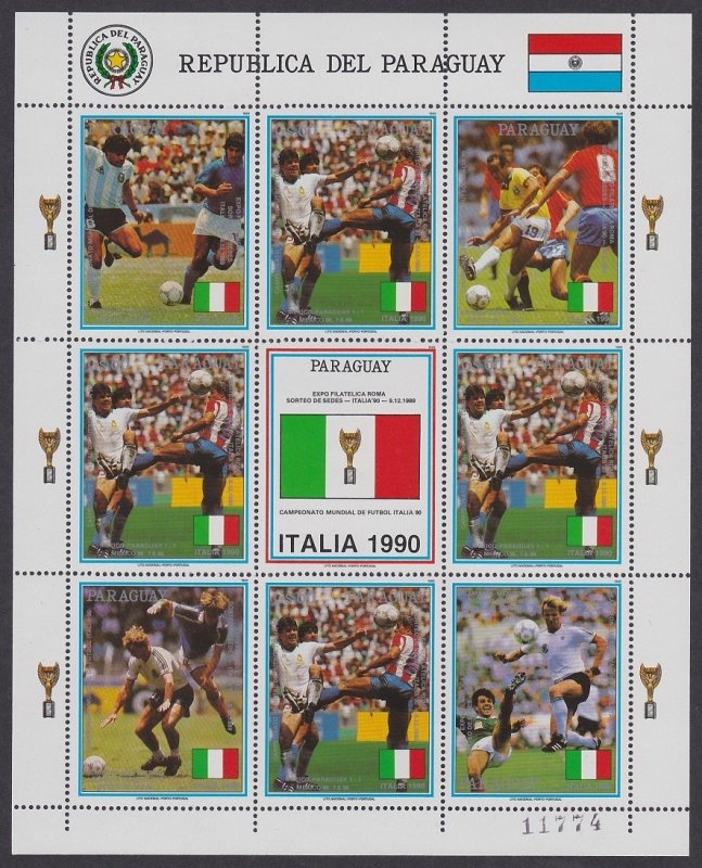 Paraguay World Cup Football Championship Italy Sheetlet 1989 MNH SC#2310 MI#4438