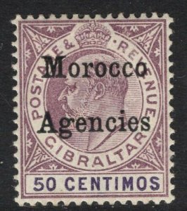 MOROCCO AGENCIES SG21 1905 50c PURPLE & VIOLET MTD MINT 