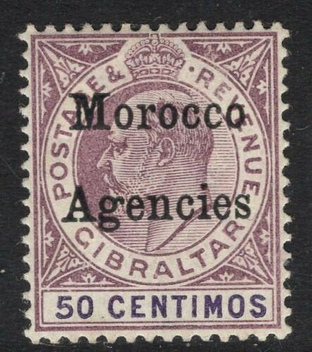 MOROCCO AGENCIES SG21 1905 50c PURPLE & VIOLET MTD MINT 