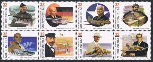 Micronesia 238 ah block, MNH. Mi 452-459. Pioneers of Flight,1996. Bleriot,Camm.