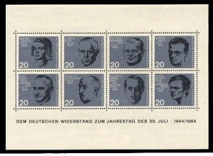 Germany    1964    Scott #890a   Honor German Resistance    s/s    MNH    OG