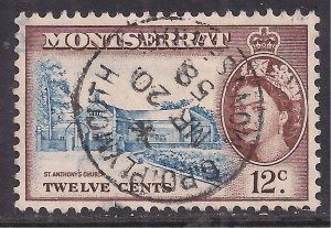 Montserrat 1953 QE2 12ct St Anthonys Church Used SG 144 ( E1025 )