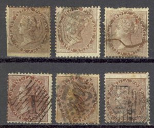 India Sc# 12 Used lot/6 1855-1864 1a Queen Victoria 