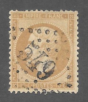 France Scott 25 Used 10c Emperor Napoleon stamp 2015 CV $4.25