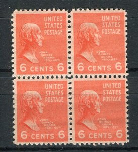 USA; 1938 early Presidential Series issue MINT MNH 6c. BLOCK of 4