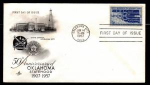 #1092 Oklahoma Statehood FDC  (Artcraft)