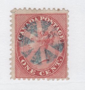 CANADA  #14b used segmented cork cancel BLUE a few short perfs