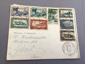 Morocco 1935 military censor to Switzerland Zurich  postal cover Ref 62578