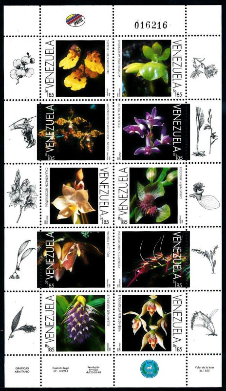 [79953] Venezuela 1998 Flora Flowers Blumen Orchids Sheet MNH