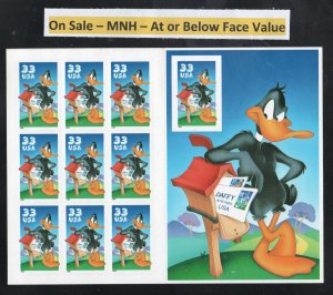 SC# 3306 - (33c) - Daffy Duck - MNH Pane of 10