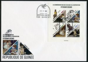 GUINEA  2022  105th MEMORIAL OF EDGAR DEGAS SHEET FIRST DAY COVER